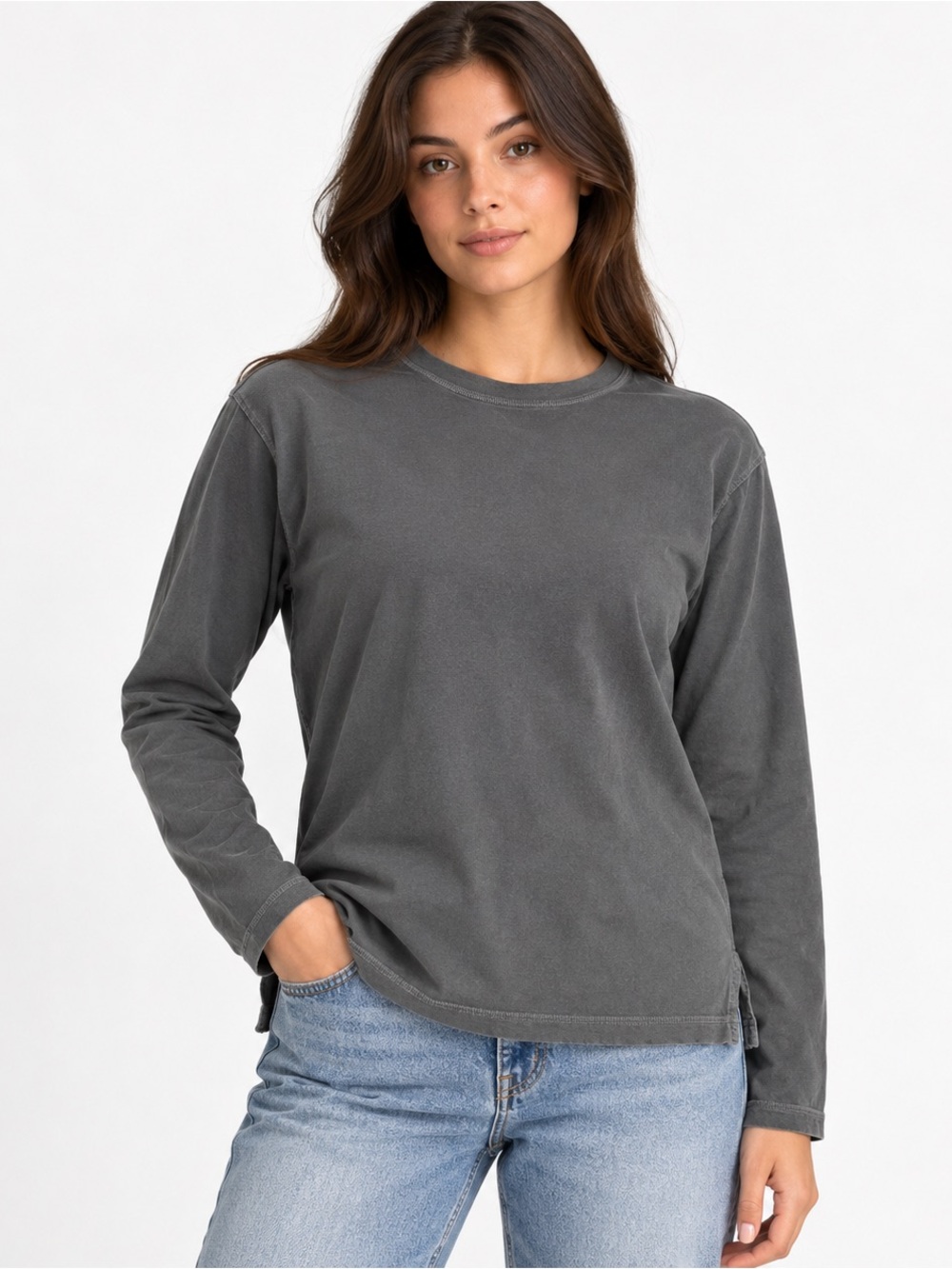 Old Navy Gray Washed Long Sleeve T-Shirt Size XS